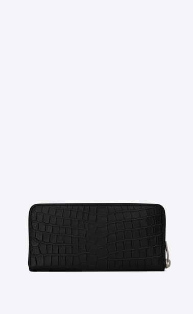 Sac de Jour zippered wallet in crocodile embossed leather
